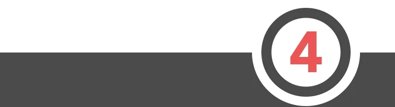 Step four banner with gray background and circled red number 4, representing the fourth stage of a business process