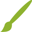 Green paintbrush icon representing creative design services, digital art, graphic design, or creative business solutions