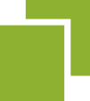 Green overlapping squares icon representing document management, file duplication, content copying, or layered design services