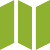 Green folded map icon representing navigation services, location planning, travel routes, or geographic business solutions