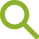 Green magnifying glass icon representing search functionality, SEO services, research analysis, or data investigation