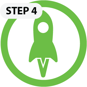 step4 Green circular "Step 4" icon with rocket launch illustration, representing the launch or execution phase in a business workflow